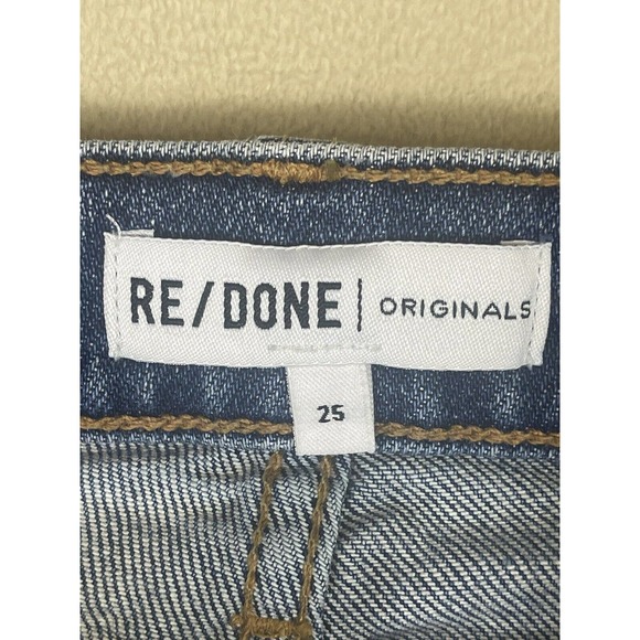 RE/DONE 'Mid 70s' Blue Denim 90s High Rise Ankle Crop Jeans Womens 25 - Picture 7 of 13